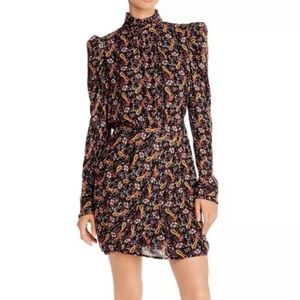 AQUA LUXE Capsule Puff-Sleeve Metallic Paisley Dress